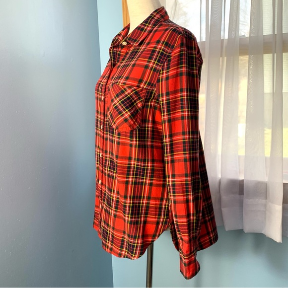 Old Navy Red Plaid Flannel Classic Button Down - Picture 3 of 8